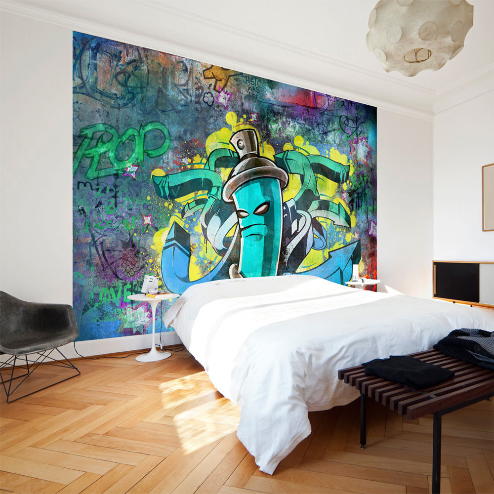 Vliestapete von Premiumarte "Graffiti" Hitmeister GmbH Moderne Schlafzimmer Eigentum,Azurblau,Kompfort,Malen,Textil,Innenarchitektur,Kunst,Holz,Bilderrahmen,Wand