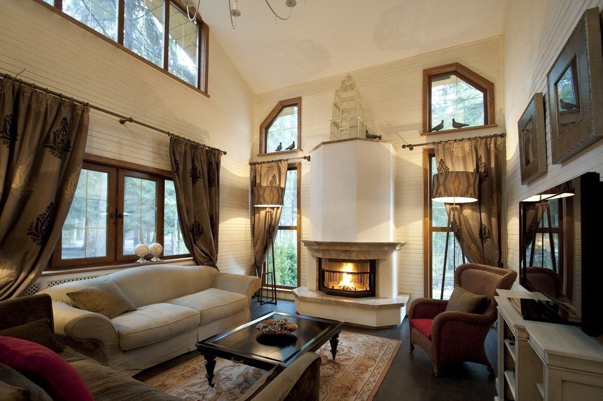 Дом в Новоглаголево, Irina Tatarnikova Irina Tatarnikova Eclectic style living room Fireplaces & accessories