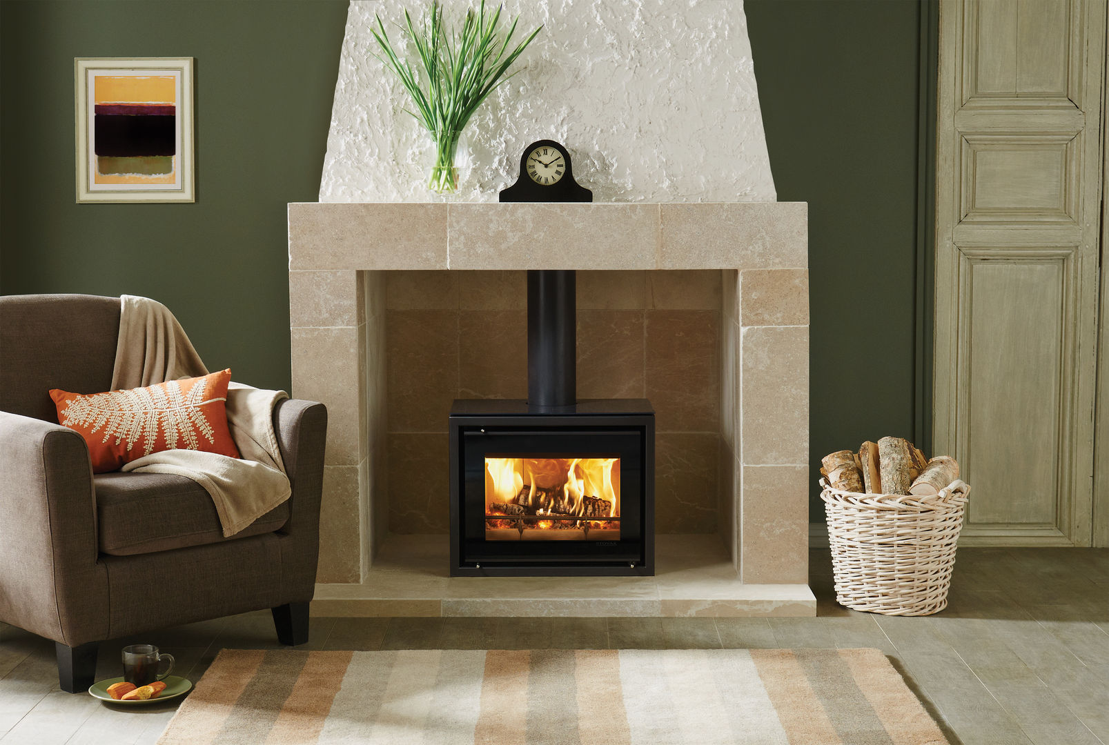 Riva Studio 500 Freestanding Stovax Heating Group Ruang Keluarga Gaya Rustic Fireplaces & accessories