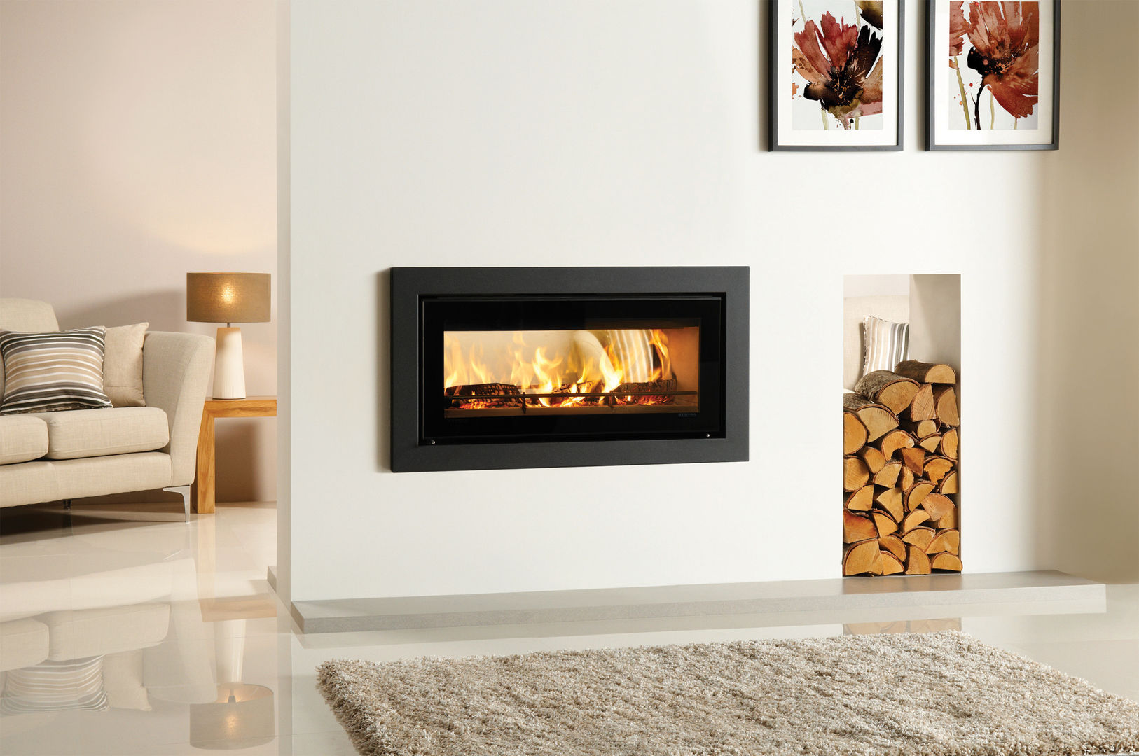 Riva Studio Duplex Fire Stovax Heating Group غرفة المعيشة ديكورات مدفأة الحطب