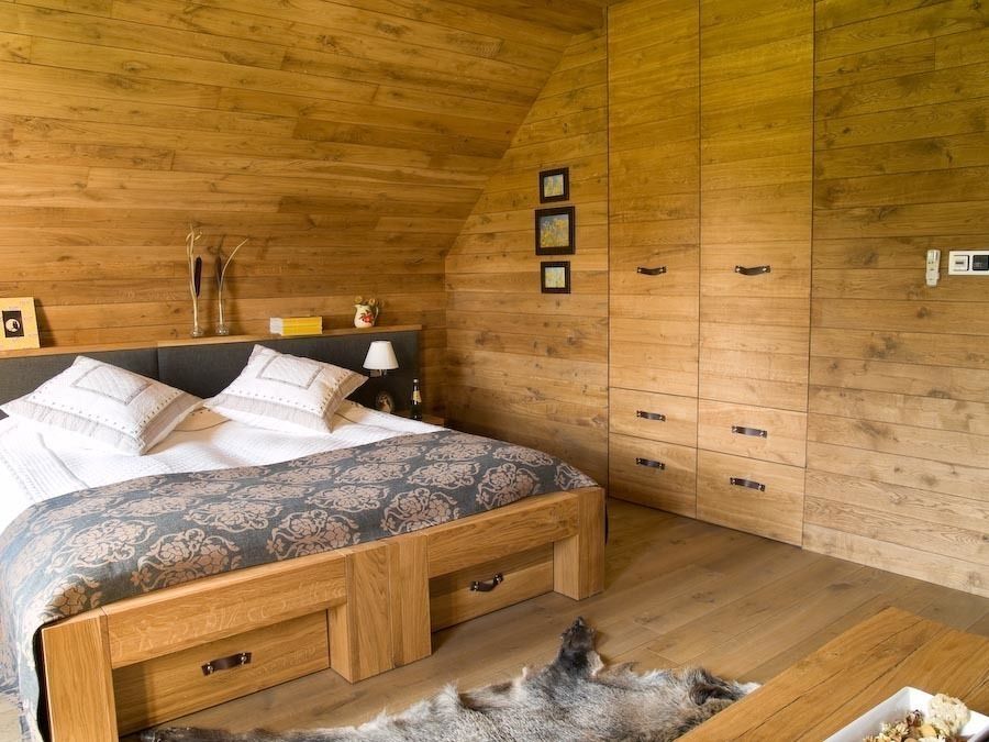 Nowy Dom Mazurski nad jeziorem, CUBICPROJEKT CUBICPROJEKT Country style bedroom