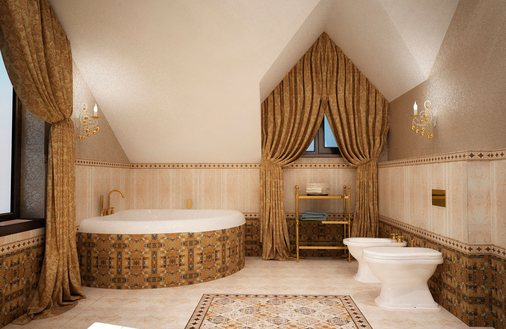 Ванная комната на мансарде, Настасья Евглевская Настасья Евглевская Casas de banho clássicas
