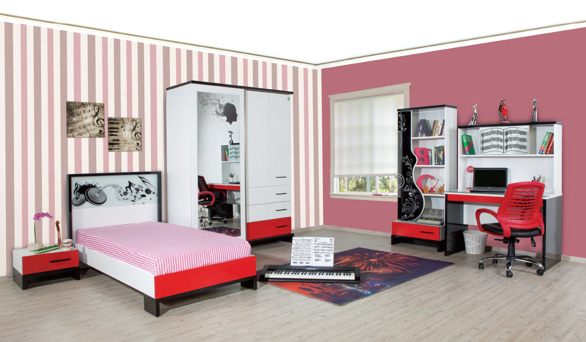 Melodi Young Room Set Alım Mobilya Minimalist Çocuk Odası Elbise Dolabı & Komodinler