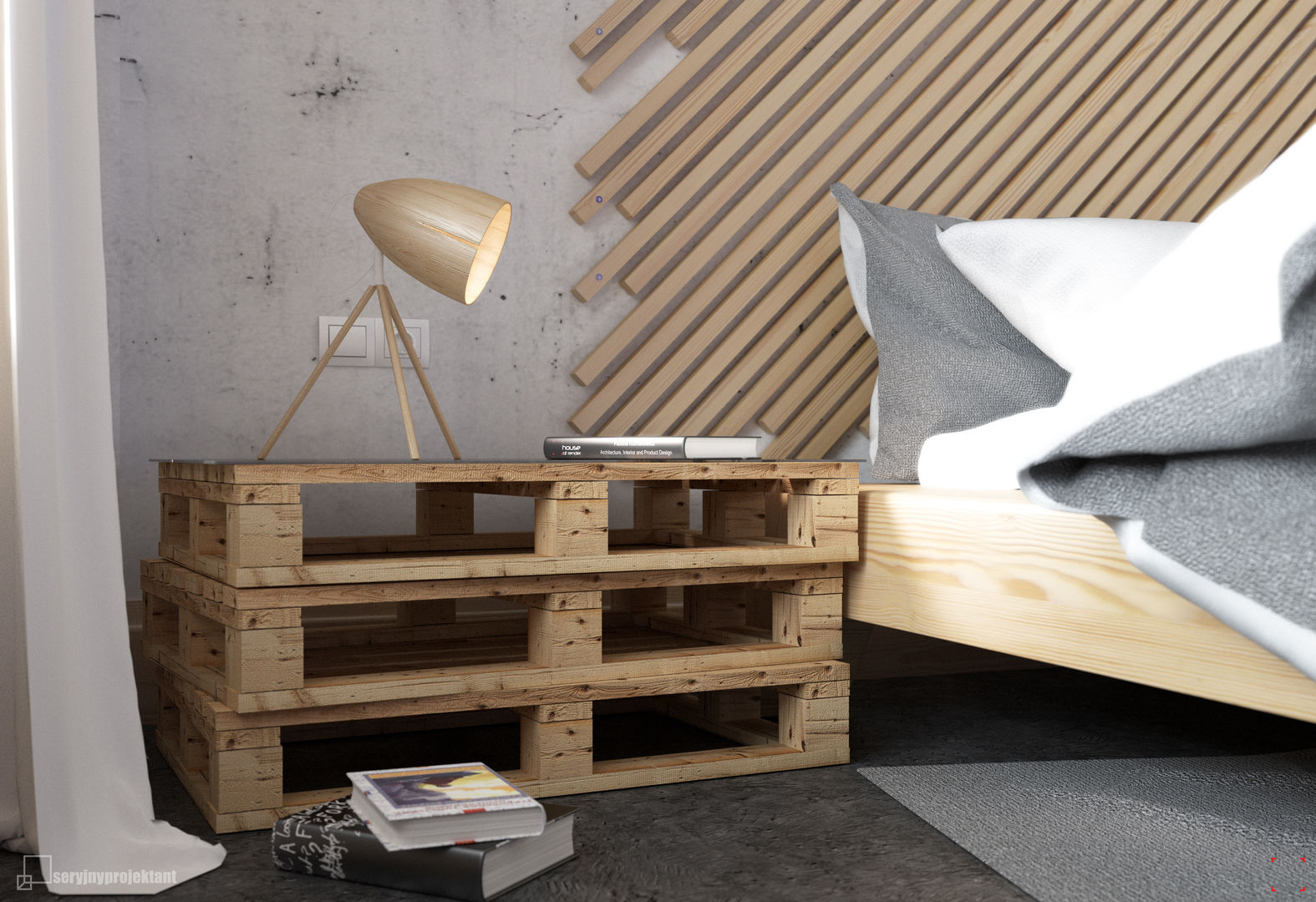Piece of wood, Seryjny Projektant Seryjny Projektant Phòng ngủ phong cách công nghiệp Bedside tables