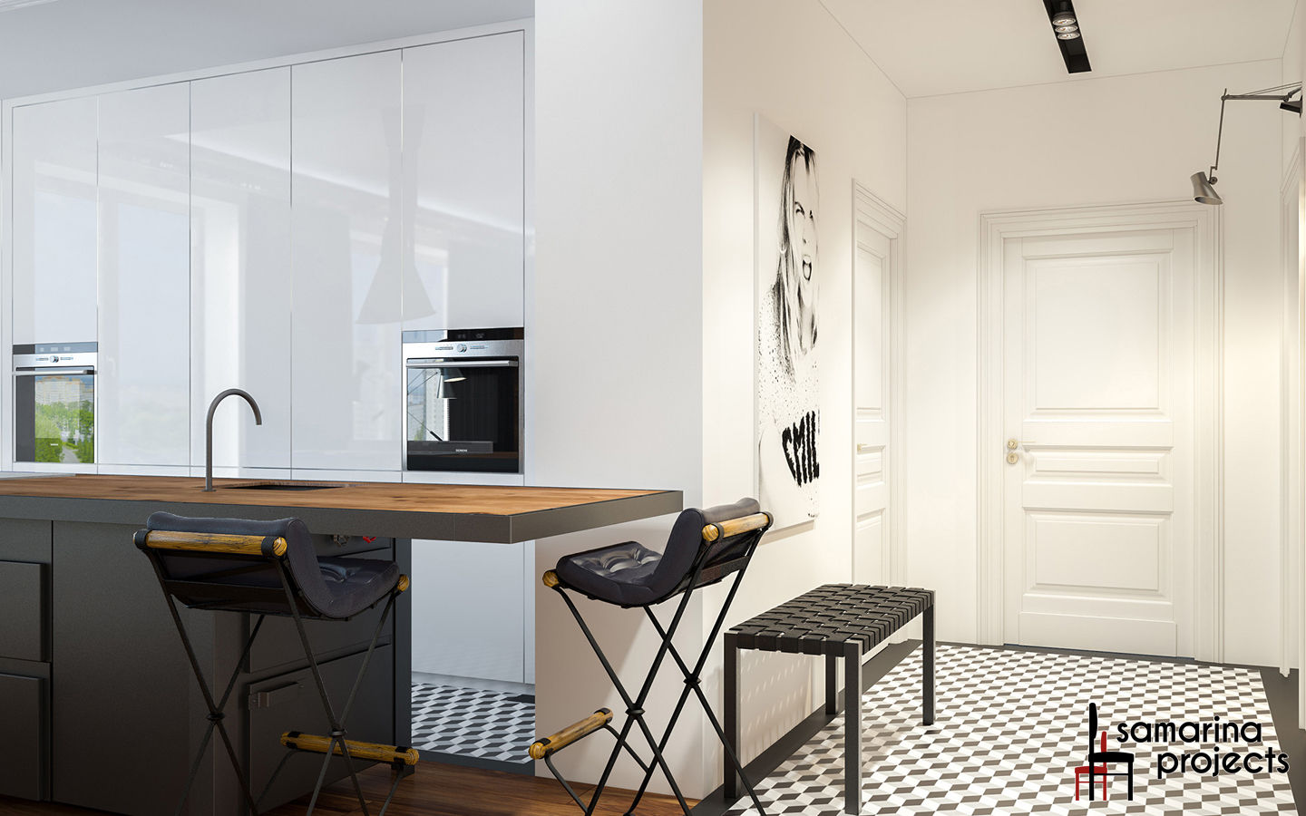 Дизайн квартиры "Геометрия цвета", Samarina projects Samarina projects Cocinas de estilo minimalista