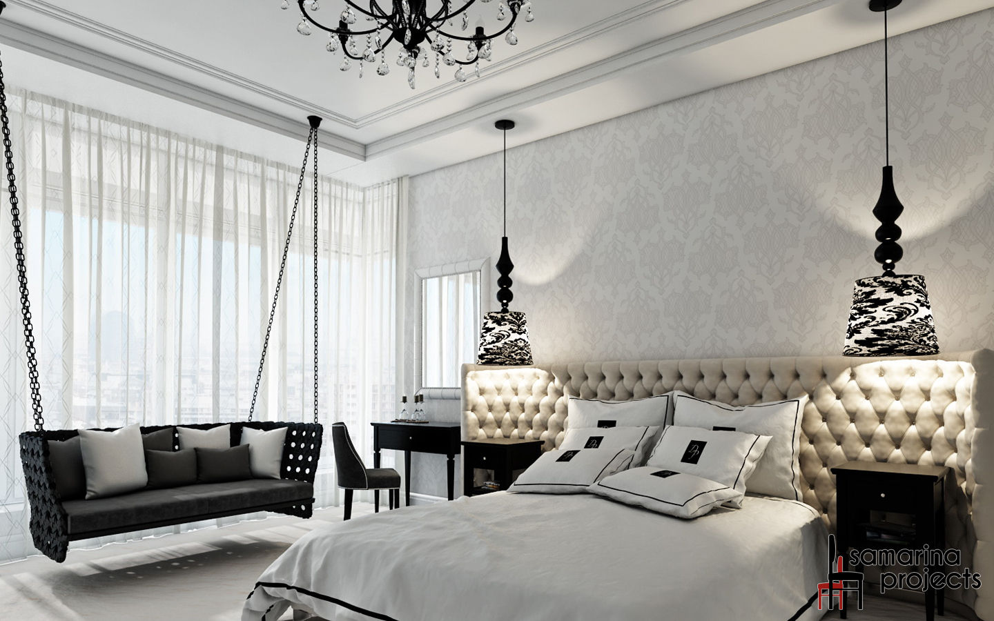 Дизайн квартиры "Невесомая красота" Samarina projects Спальня в классическом стиле