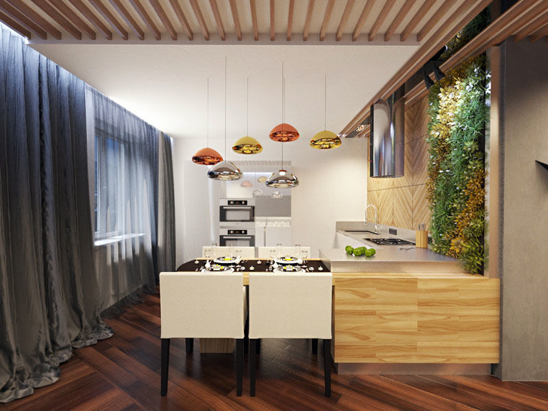 ​1 комнатная квартира студия для молодого человека, D+ | интерьерное бюро D+ | интерьерное бюро Кухни в эклектичном стиле