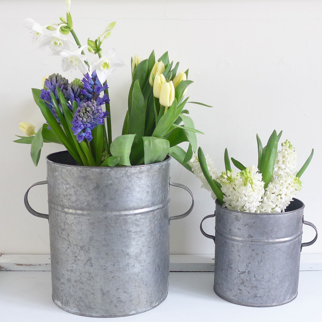 Two Zinc Tub Planters With Handles Lilac Coast Country style garden Plant pots & vases