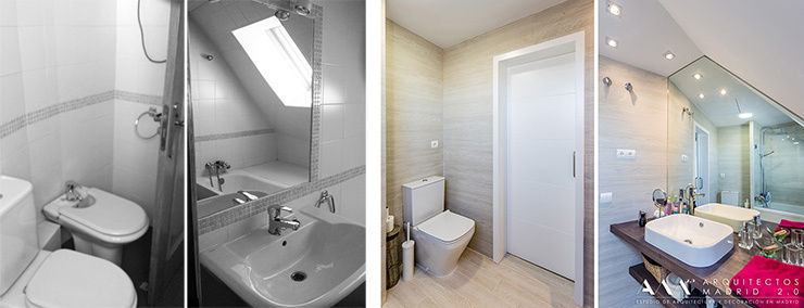 Antes y después en reforma de baño Arquitectos Madrid 2.0