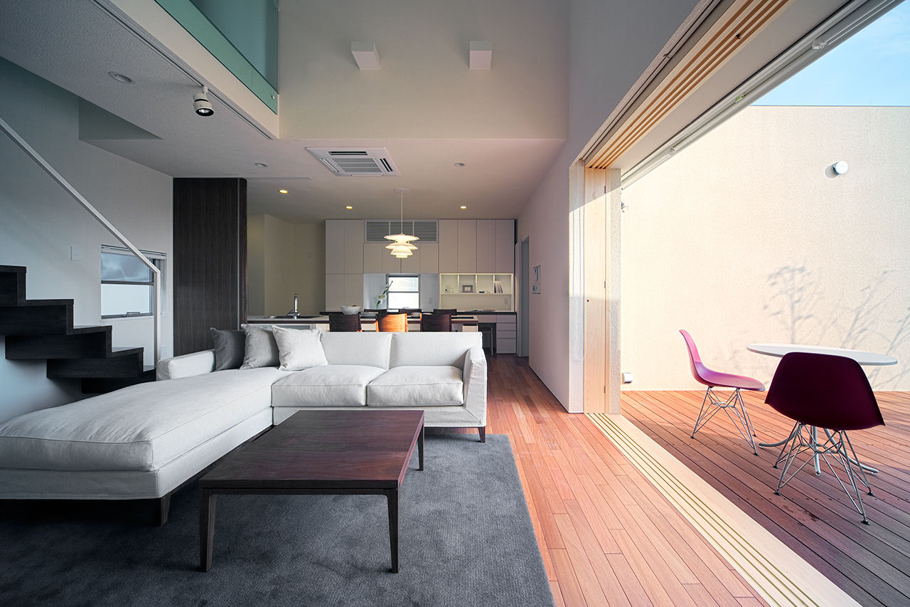 ３ＢＯＸ ＨＯＵＳＥ, ＩＳＤアーキテクト一級建築士事務所 ＩＳＤアーキテクト一級建築士事務所 Modern living room Wood Wood effect