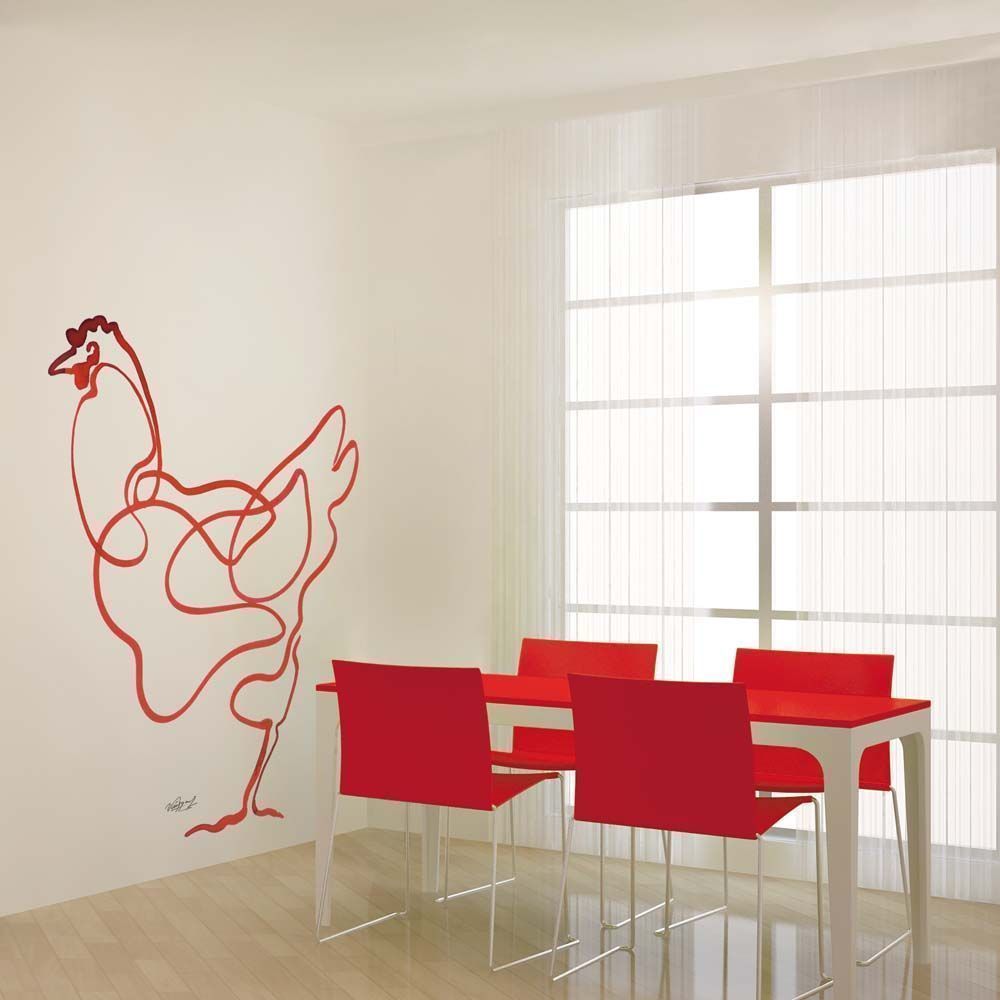 Gallo rojo Murales Divinos Comedores de estilo moderno