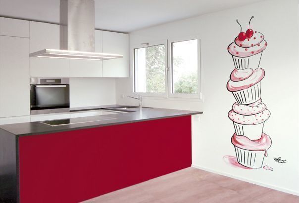 Cup cakes Murales Divinos Cocinas de estilo moderno
