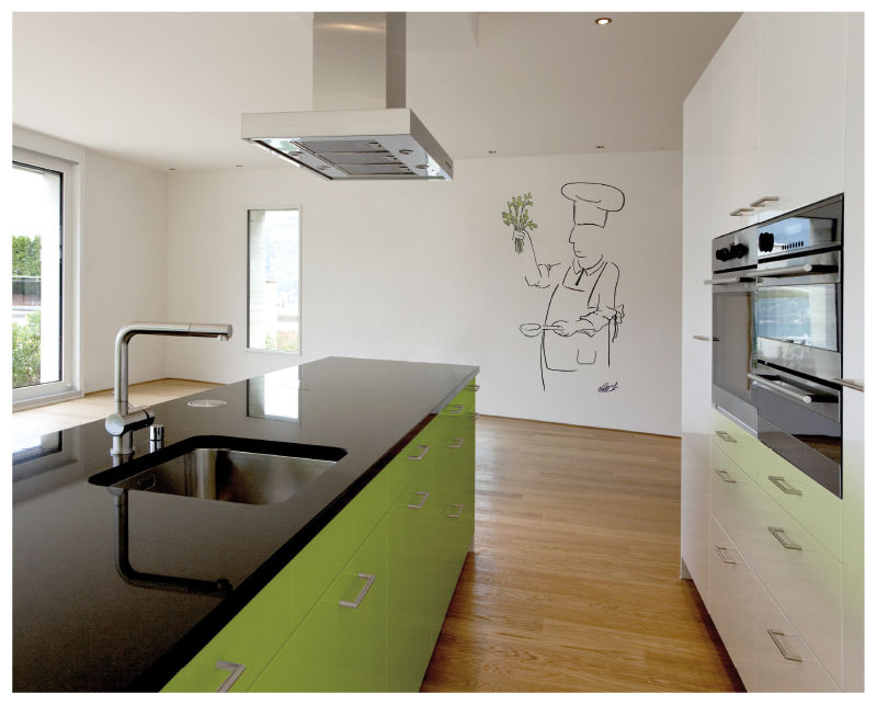 Cocinero con perejil Murales Divinos Cocinas de estilo minimalista