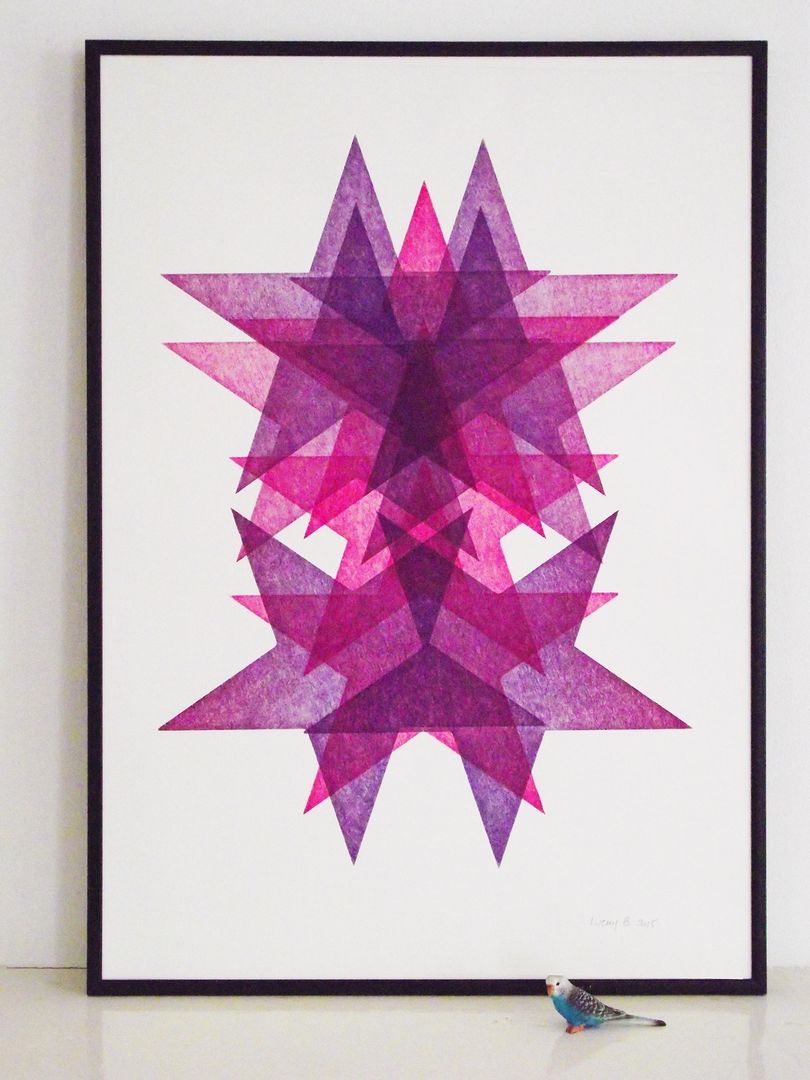 Star Portrait No.1 Lucky budgie Letterpress Otros espacios Cuadros e ilustraciones