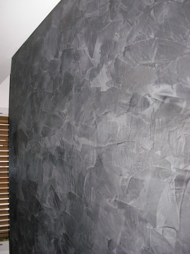 Parete Stucco a Cera Nero Arte & Decorazioni di Marco Sinibaldi Soggiorno moderno Grigio,Rettangolo,Di legno,Pavimentazione,Tinte e sfumature,Arte,Materiale composito,Bicchiere,Modello,Materiale trasparente