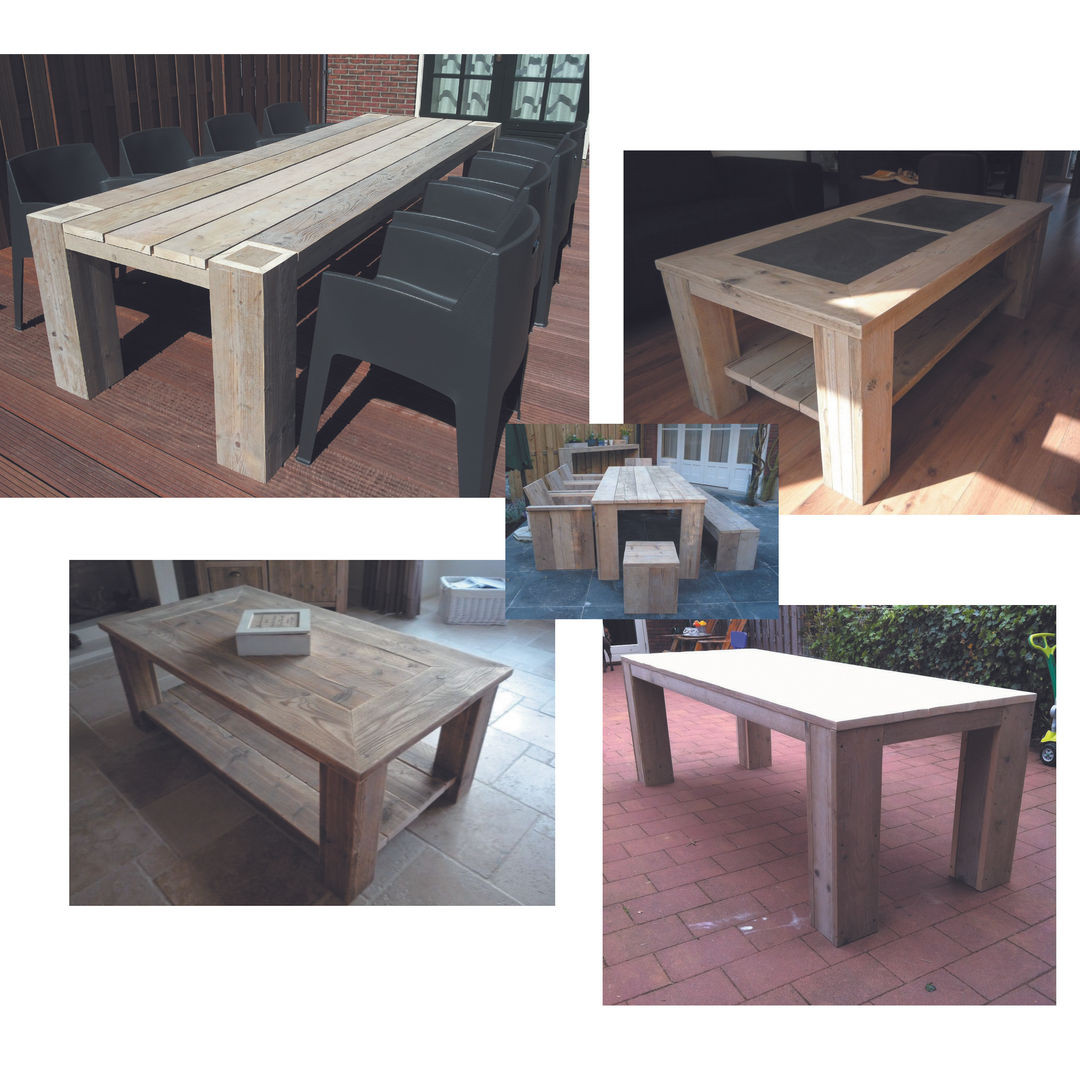 Steigerhouten tafels, Trendy met Hout Trendy met Hout Modern style gardens Furniture