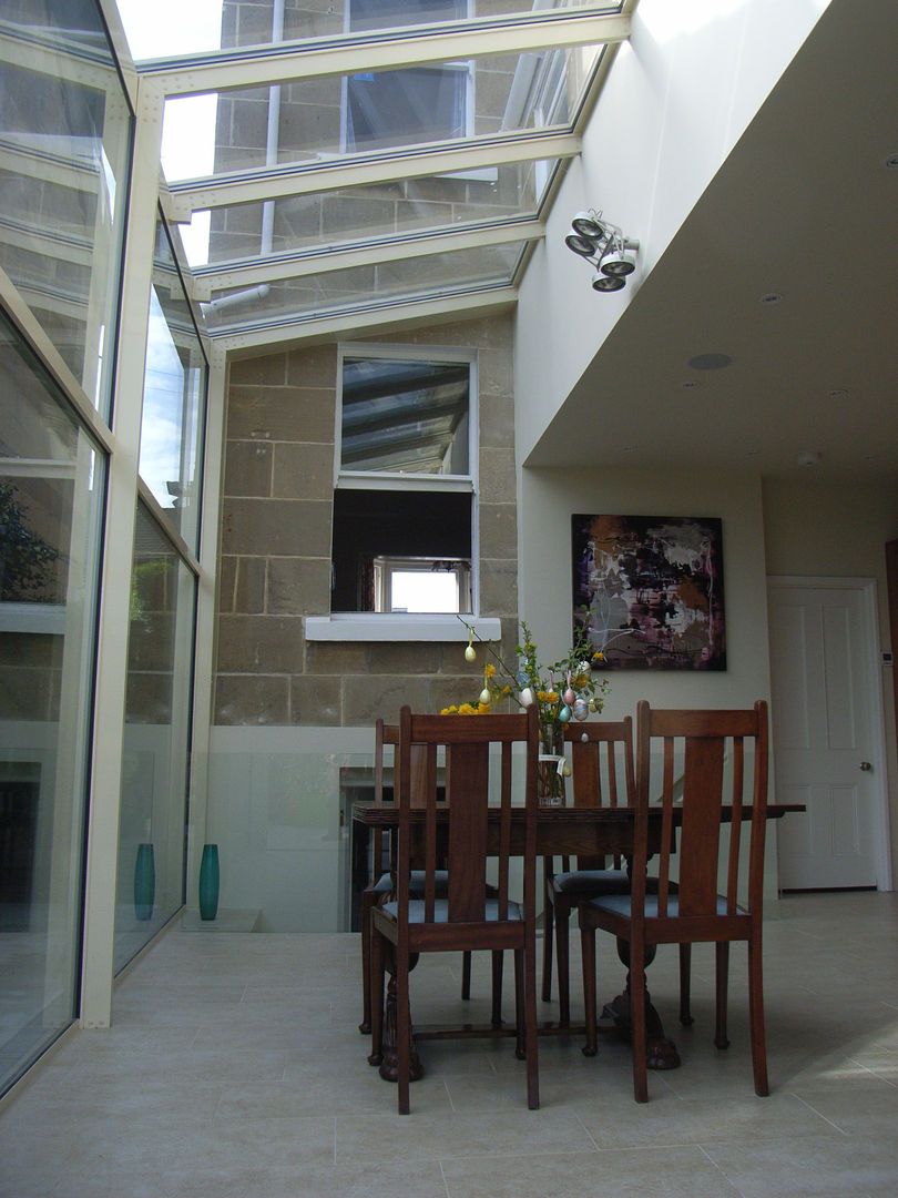 Diner in Glass Side extension Style Within Modern conservatory Wood Wood effect open plan,kitchen diner,glass extension,garden room,glass conservatory,porcelain floor,cantilever light,home lighting,glass roof,glass facade