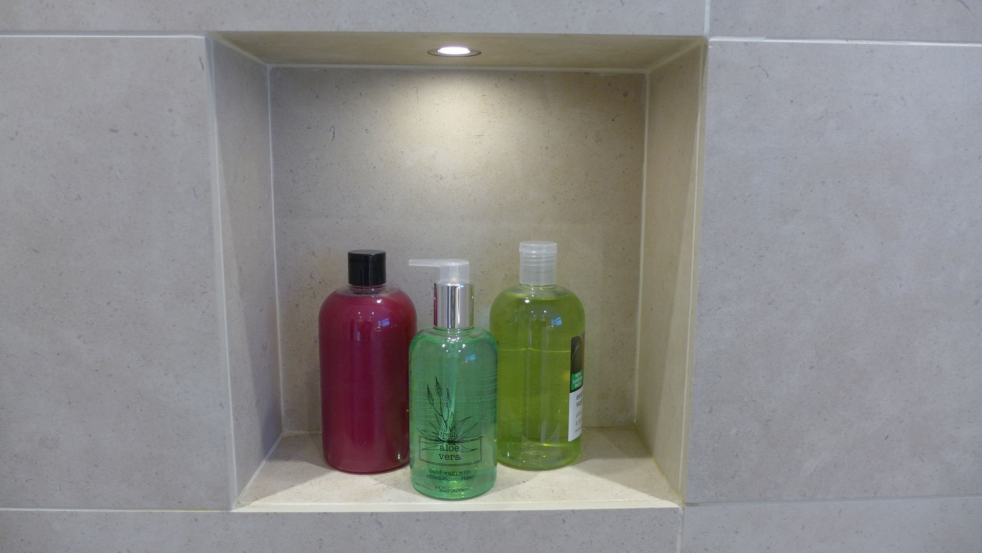 shower niche for shampoos Style Within Modern bathroom shower niche,shampoo niche,shampoo storage,bathroom lighting,porcelain tiles,modern bathroom,wet room,small bathroom,bathroom storage,storage ideas