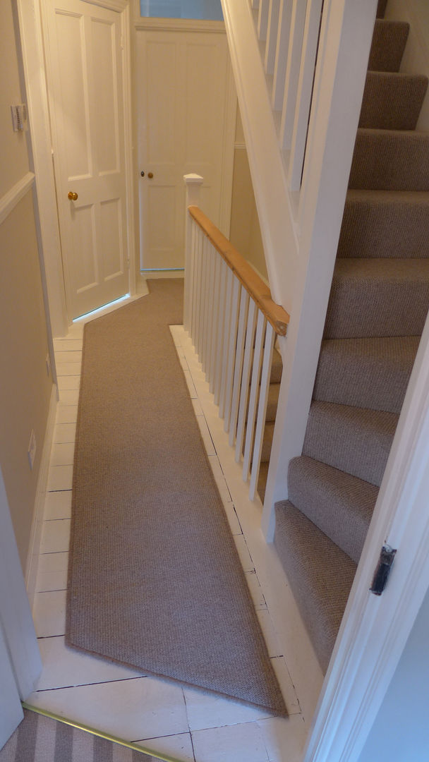 Landing carpet runner Style Within Ingresso, Corridoio & Scale in stile moderno landing carpet,carpet runner,stairs and landing,stripped handrail,fitted carpet,beige landing,stair carpet runner,stair carpet,hall decoration,landing decoration