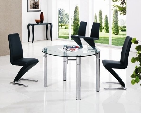 JAVA ROUND Clear EXT. GLASS TABLE Furniture Italia 모던스타일 다이닝 룸 테이블