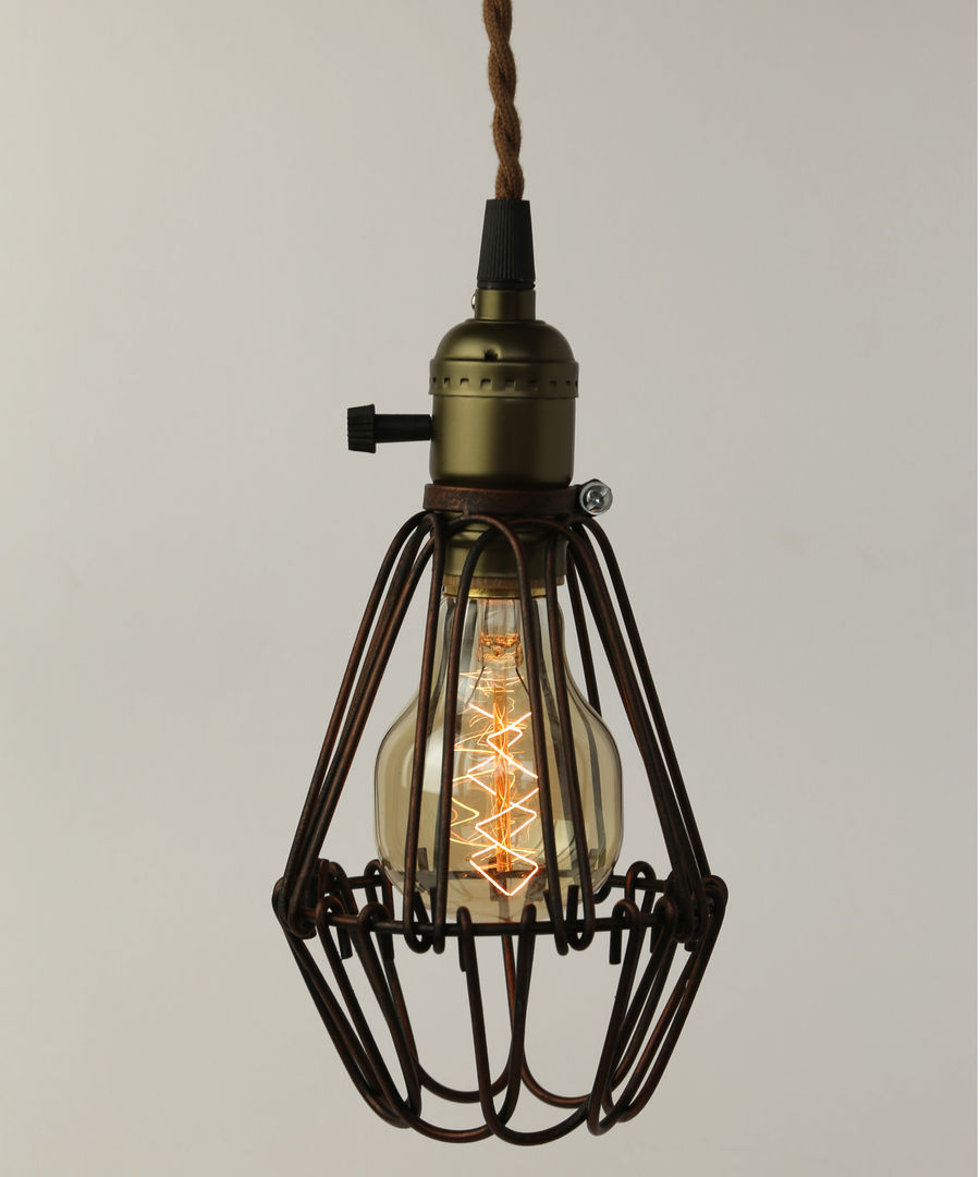 Vintage Pendant Cage - Skull Filament Light Bulb William and Watson 인더스트리얼 주택 Accessories & decoration