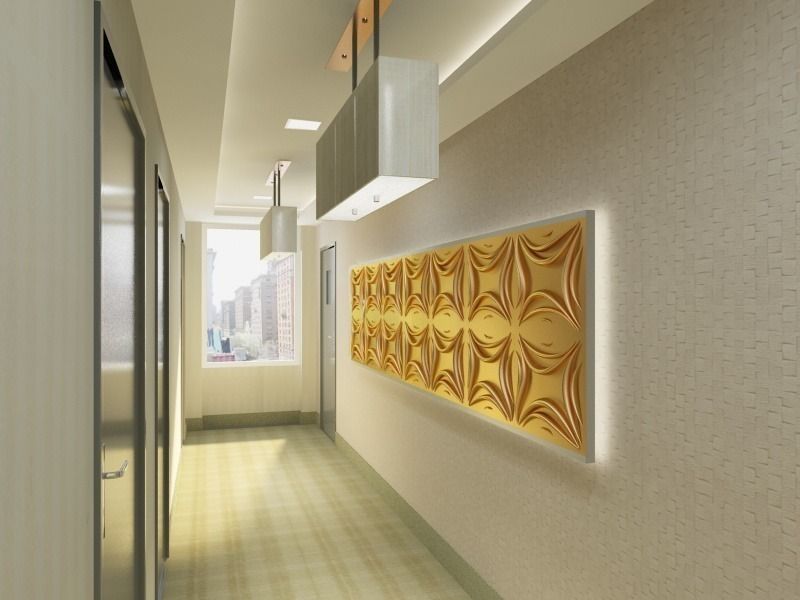 3D GOLD PANEL, Diva Yapı Diva Yapı Minimalistyczny korytarz, przedpokój i schody