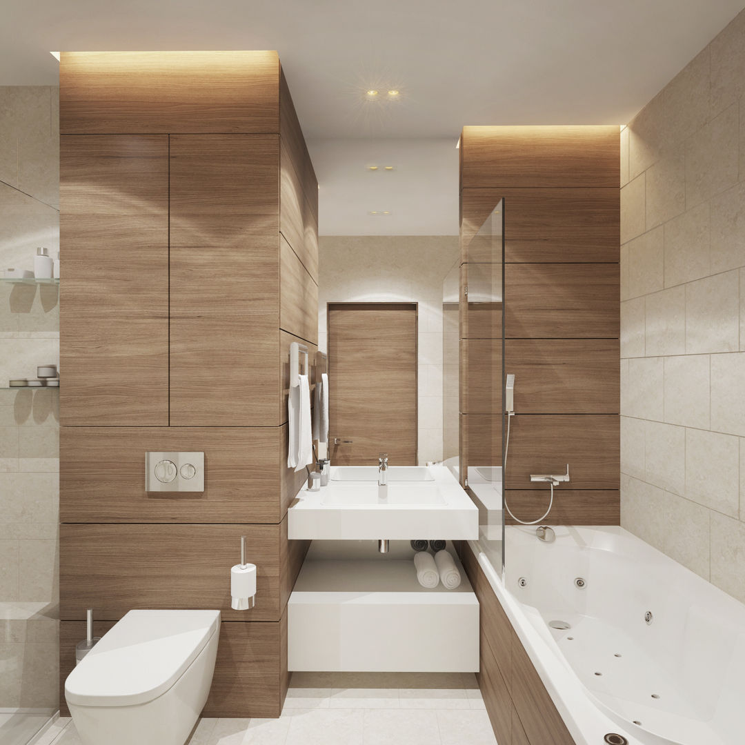 Квартира в ЖК "Чемпион парк", Y.F.architects Y.F.architects Minimalist style bathroom