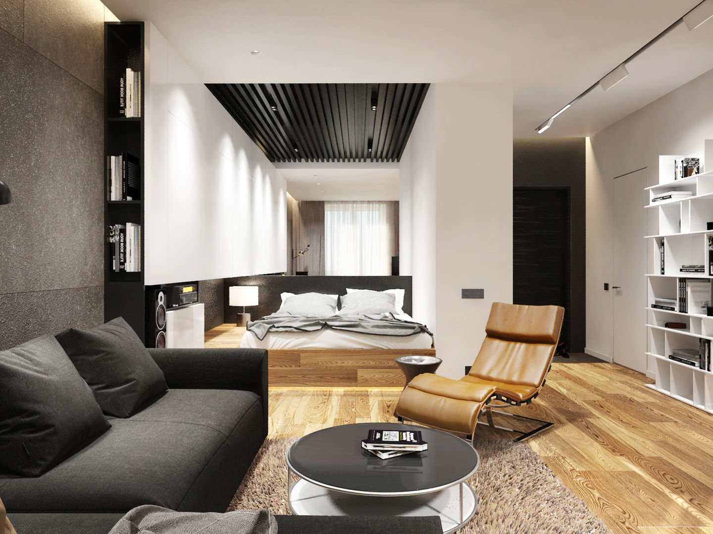 Студия для холостяка, Y.F.architects Y.F.architects Living room