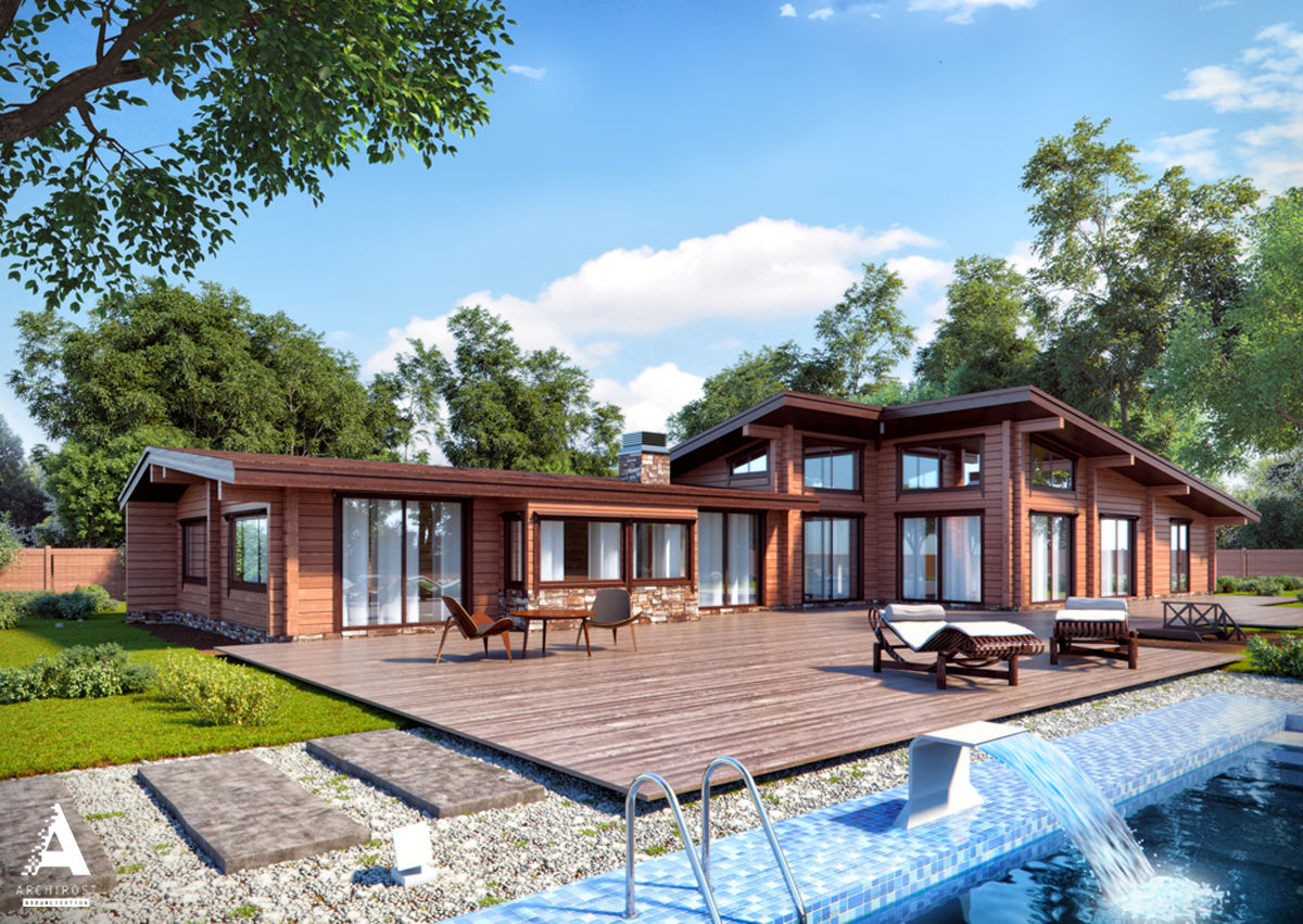 Благоустройство и ландшафтный дизайн на визуализациях частных домов, Аrchirost Аrchirost Moderne tuinen