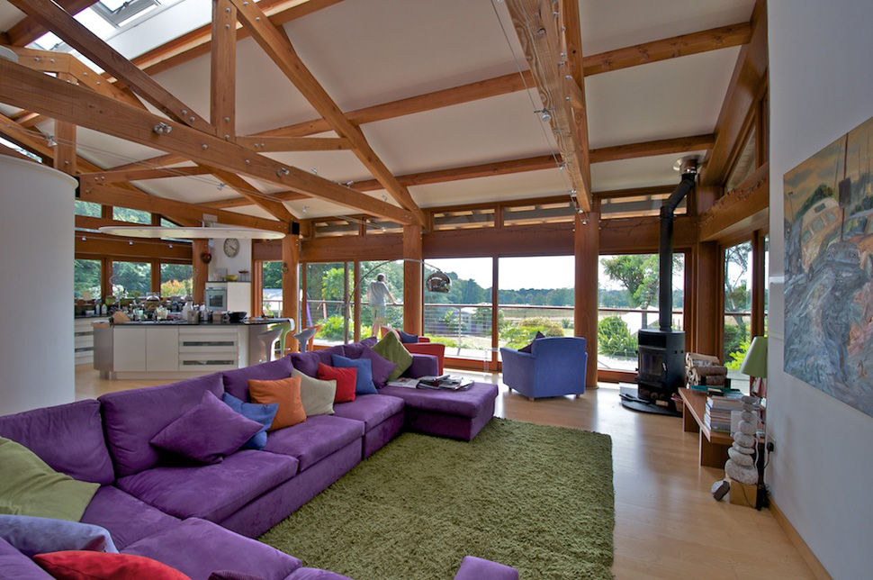 Hillside Farm Lounge and Kitchen DUA Architecture LLP غرفة المعيشة