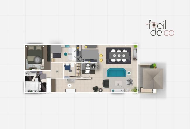 Appartement de 76 m² pour un homme seule et sa fille, L'Oeil DeCo L'Oeil DeCo Phòng ăn phong cách hiện đại