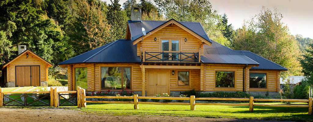 Casa Amancay Ι San Martín de los Andes, Neuquén. Argentina., Patagonia Log Homes - Arquitectos - Neuquén Patagonia Log Homes - Arquitectos - Neuquén Dom jednorodzinny Drewno O efekcie drewna