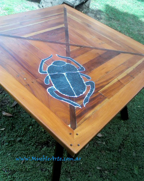 Mesa comedor hecha con madera reciclada y piedra. MuebleArte Comedores de estilo rústico Madera Acabado en madera