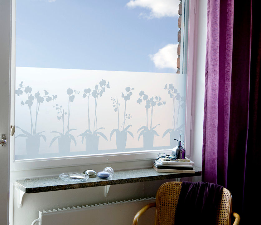 Orchids in Pots BY MAY/ Siluett Frost Window Film Moderne Fenster & Türen Fensterdekoration