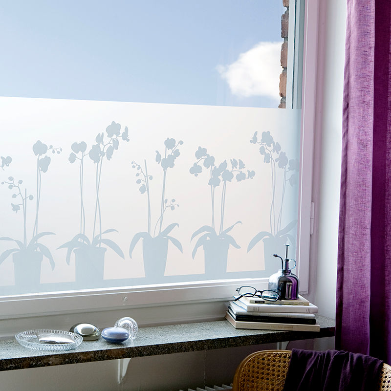 Orchids in Pots BY MAY/ Siluett Frost Window Film Finestre & Porte in stile scandinavo Decorazioni per finestre