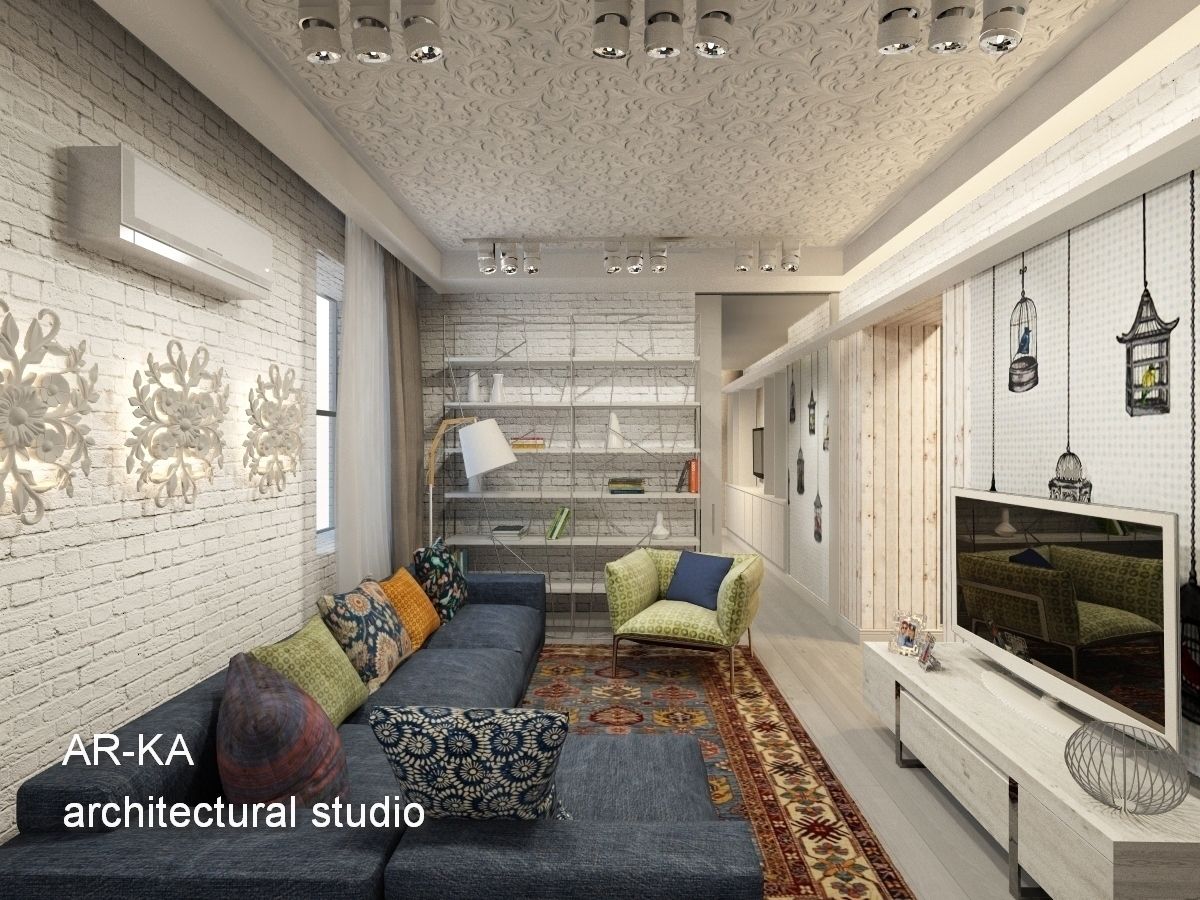 Новое виденье "Сталинки", AR-KA architectural studio AR-KA architectural studio Industriële woonkamers