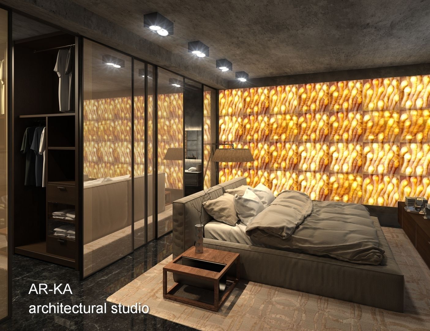 LUX Лофт на Мосфильмовской, AR-KA architectural studio AR-KA architectural studio Industrial style bedroom