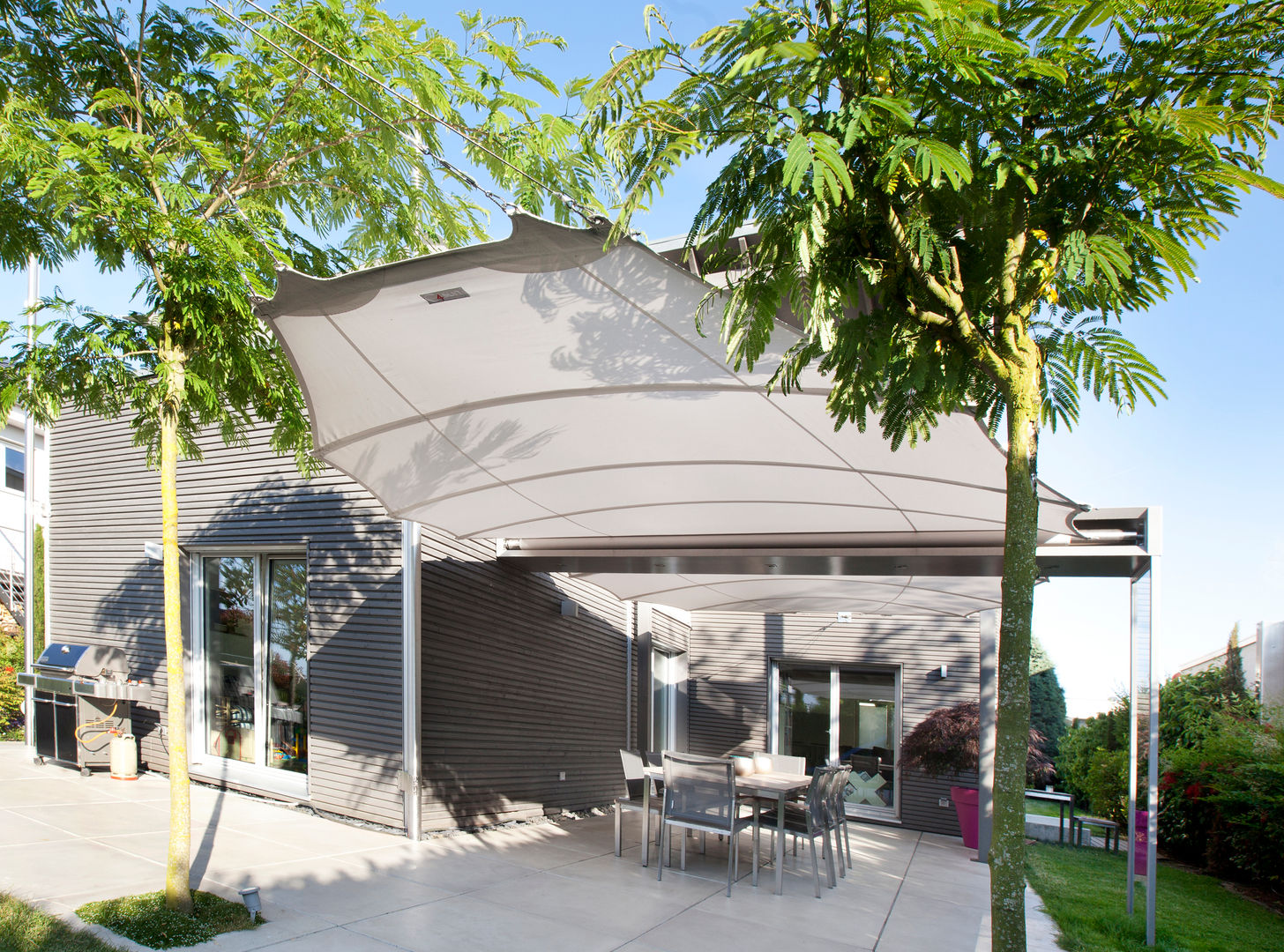​C4sun: Doppelsegel elips4sun, C4sun C4sun Mediterranean style balcony, veranda & terrace Furniture