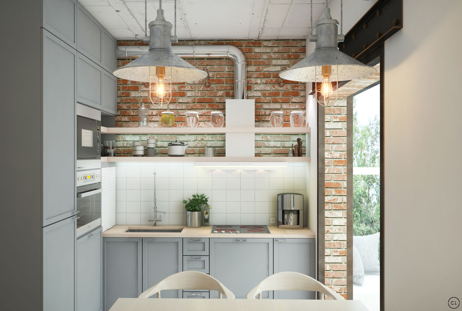 Средиземноморский лофт для молодой семьи, Circle Line Interiors Circle Line Interiors Cocinas de estilo industrial