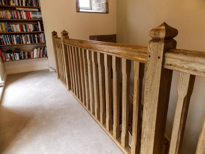 Bespoke Oak Gothic Style stairs Buscott Woodworking Country style corridor, hallway& stairs