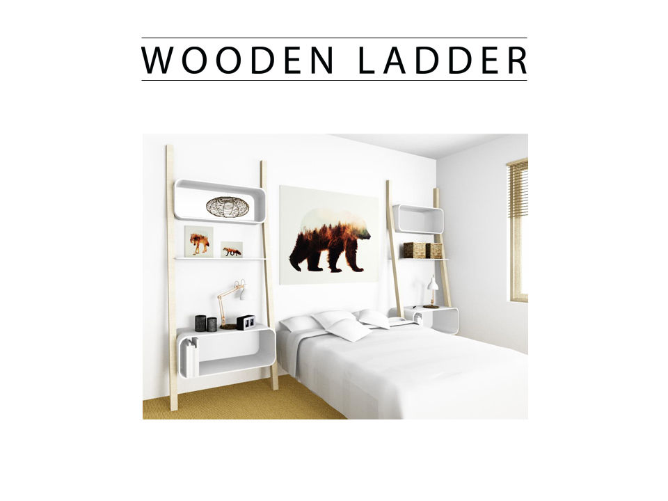 WOODEN LADDER, SLOWOOD / MOUVANCE DESIGN SLOWOOD / MOUVANCE DESIGN Habitaciones de estilo minimalista Mesillas de noche