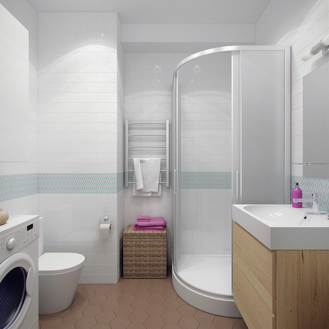 Квартира для молодой девушки, Ekaterina Donde Design Ekaterina Donde Design Ванная комната в скандинавском стиле