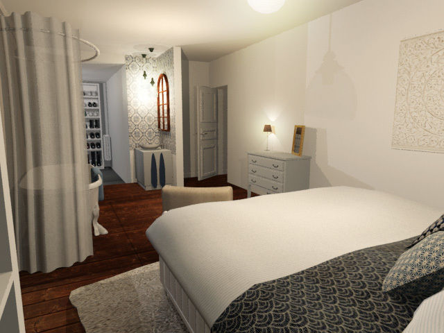 Réhabilitation maison des années 20 : Suite parentale, CeVeK Design CeVeK Design Спальня в классическом стиле