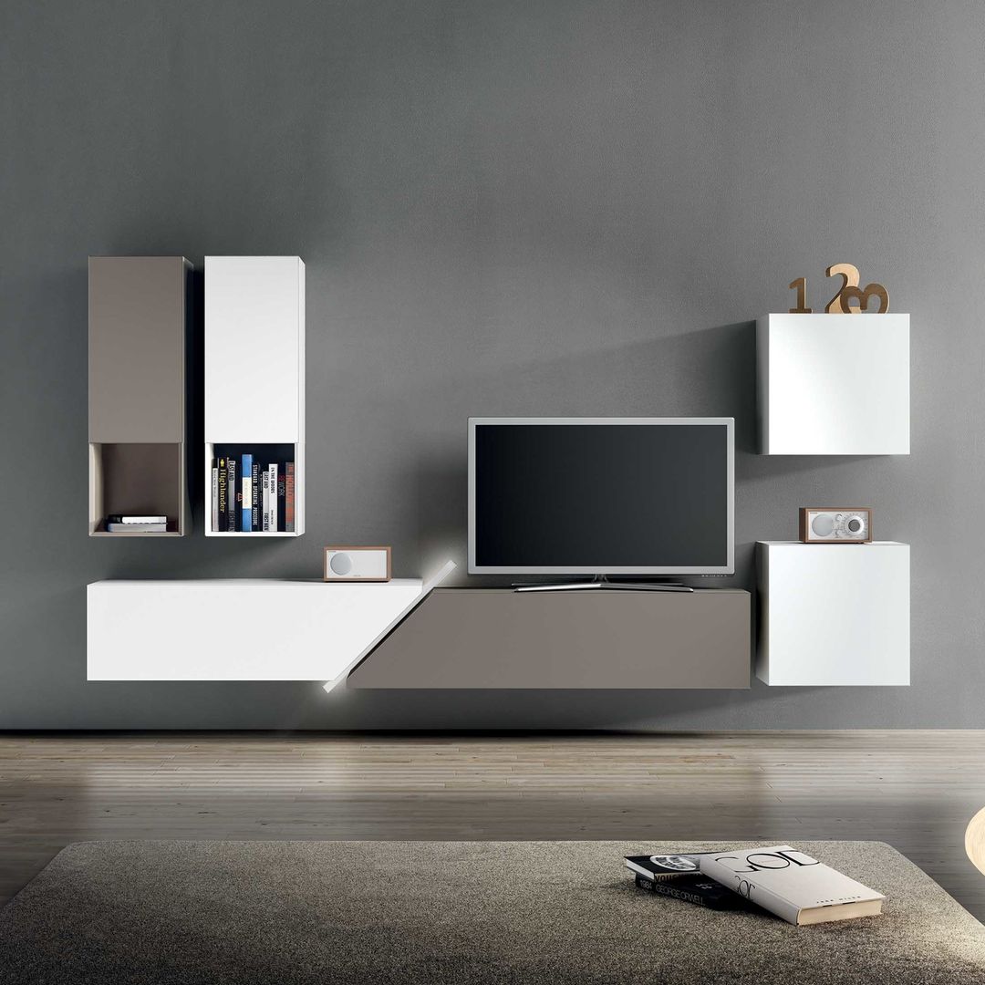 'Lego I' TV/media unit by La Primavera homify ห้องนั่งเล่น ชั้นวางทีวีและตู้วางทีวี