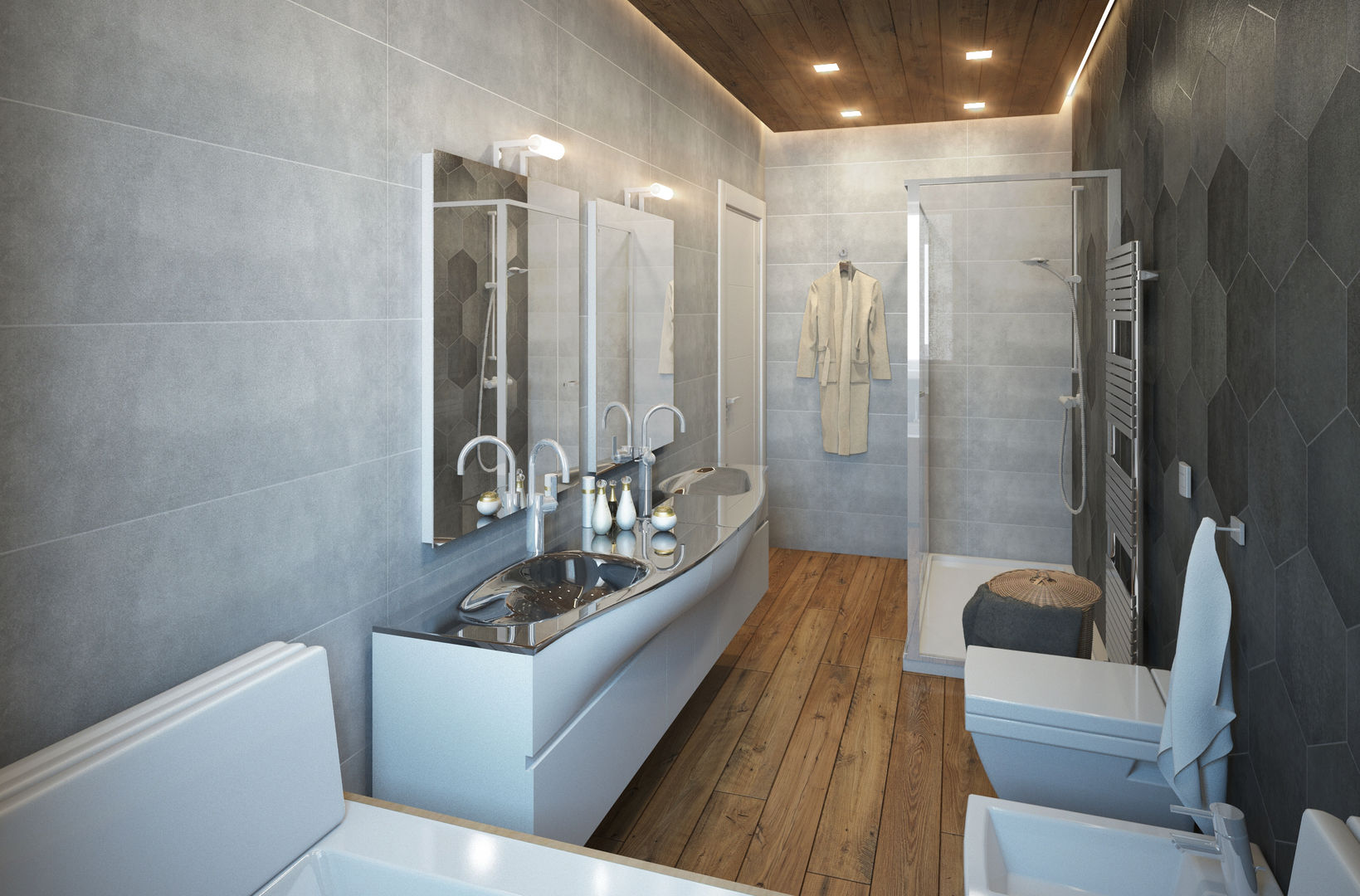 PROGETTO DI RIMODULAZIONE INTERNA DI UN APPARTAMENTO, Beniamino Faliti Architetto Beniamino Faliti Architetto Modern bathroom