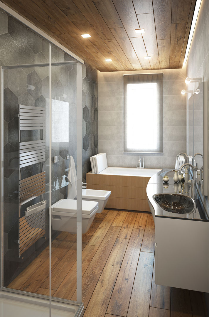 PROGETTO DI RIMODULAZIONE INTERNA DI UN APPARTAMENTO, Beniamino Faliti Architetto Beniamino Faliti Architetto Modern bathroom