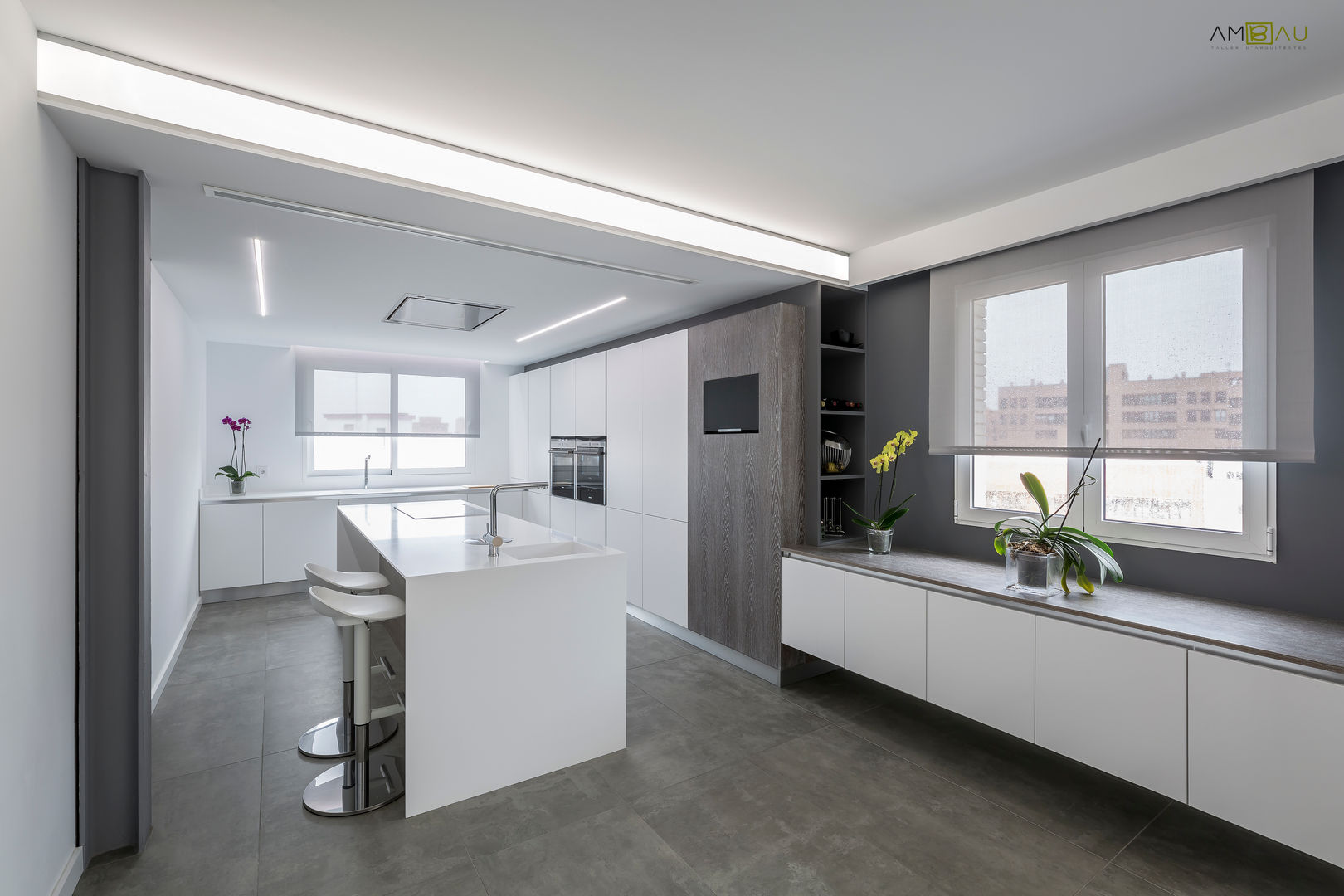 Apartamento Moderno y Minimalista en decimo piso con 33 m2 de construcción , amBau Gestion y Proyectos amBau Gestion y Proyectos Cocinas minimalistas