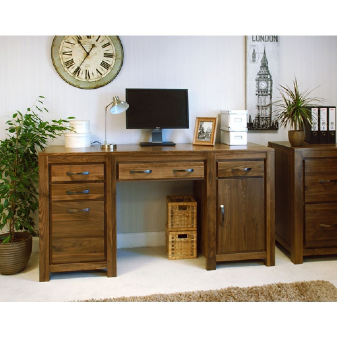 Bonsoni Mayan Walnut Twin Pedestal Computer Desk homify Commercial spaces Office spaces & stores