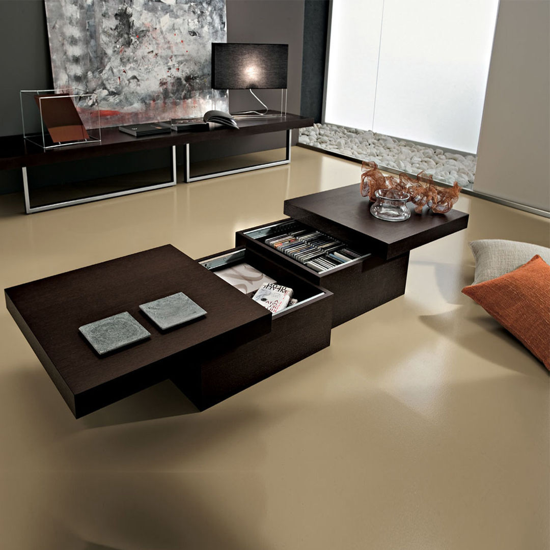 'Asia' Rectangular coffee table with storage by La Primavera homify Salas de estar modernas Bancadas e bandejas