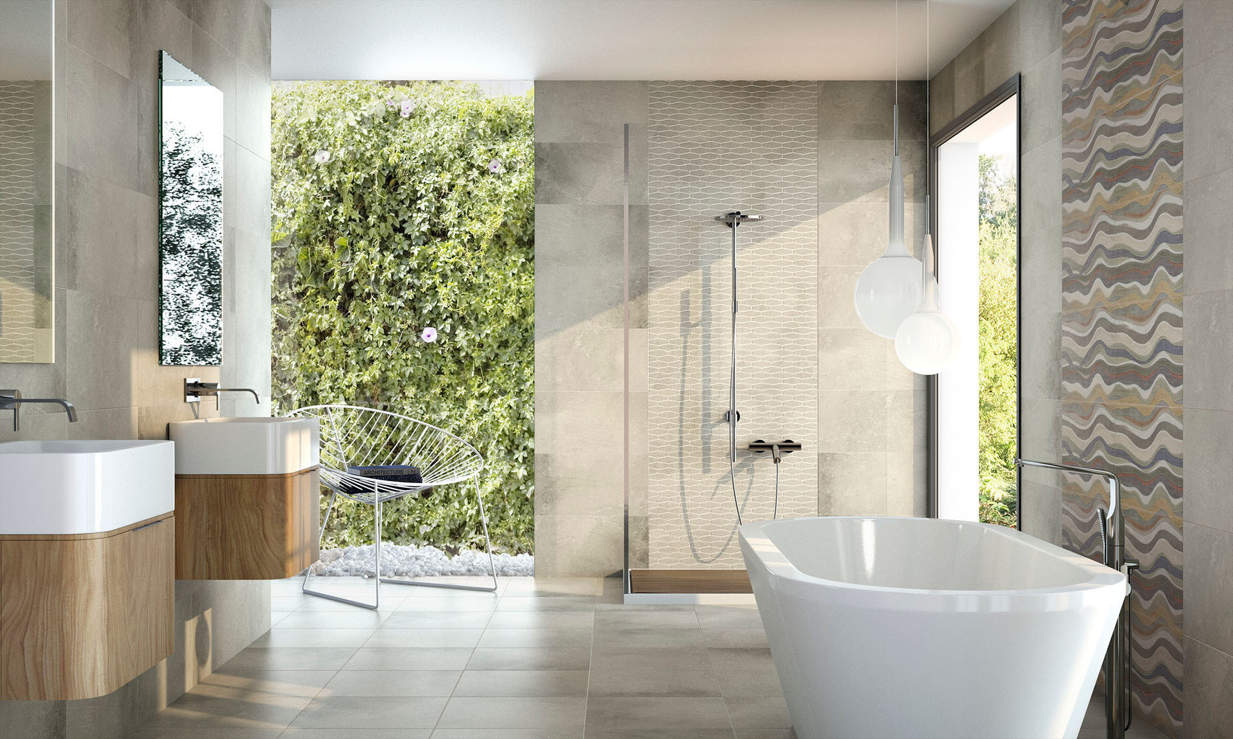 Gres porcelánico modelo HABITAT INTERAZULEJO Baños de estilo moderno